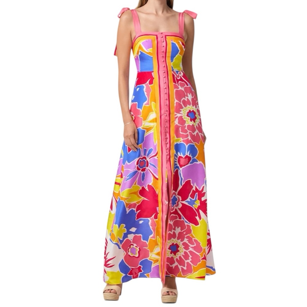 Trina Turk Cami Sleeveless Maxi Dress Sz 6 Silk Soie Paradis NWT